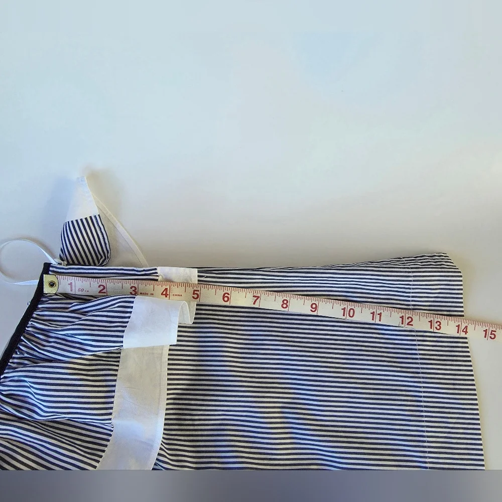 J Crew One Shoulder Ruffle Navy and White Striped Blouse Women's size 2
